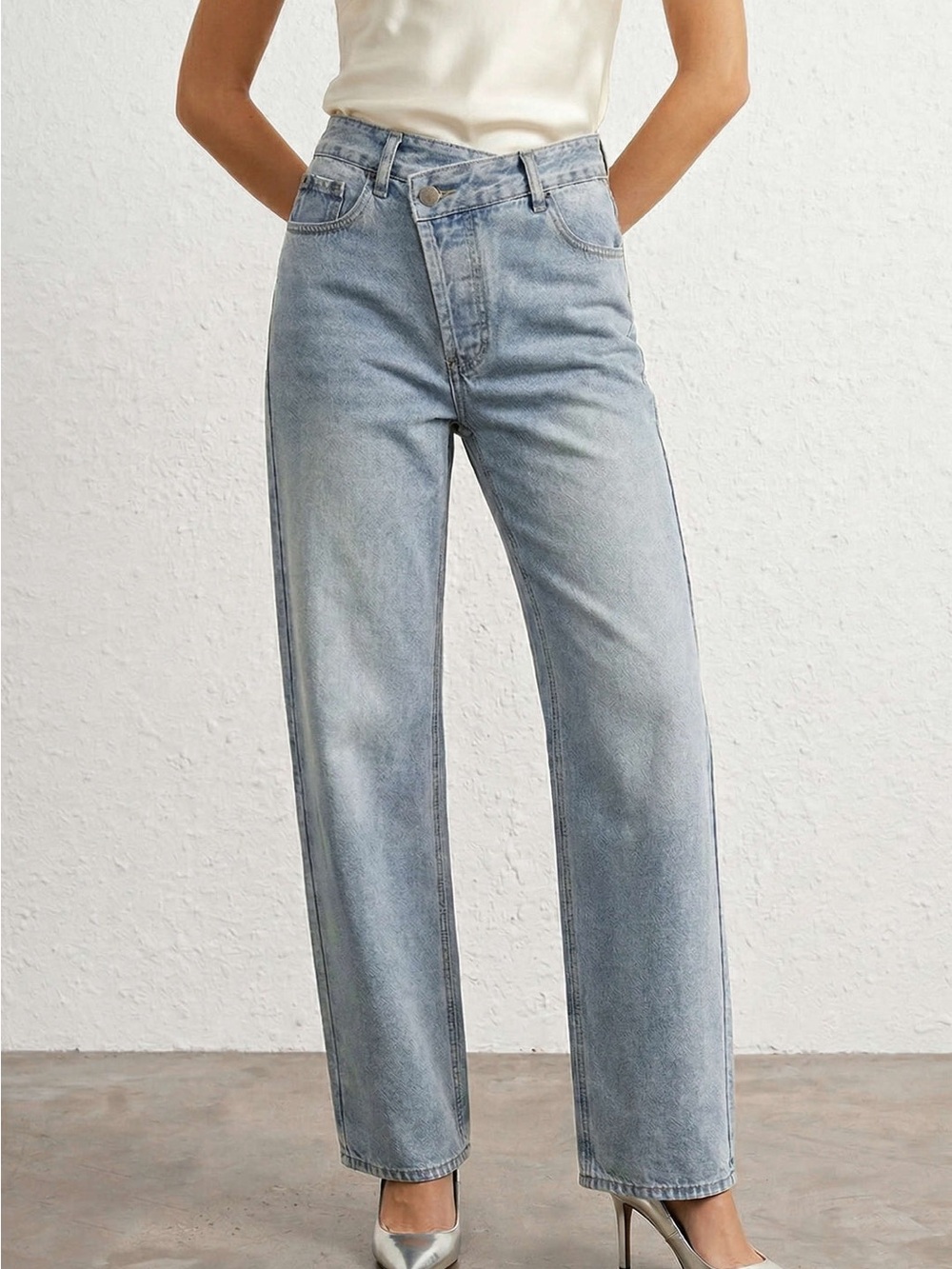 MICAS- Asymmetric Waist Straight Leg Jeans - LARGE (US 8-10) - NWT